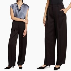 Vince Black Wide-Leg Women's Pleated Trousers Pants Black Plus Size 2X